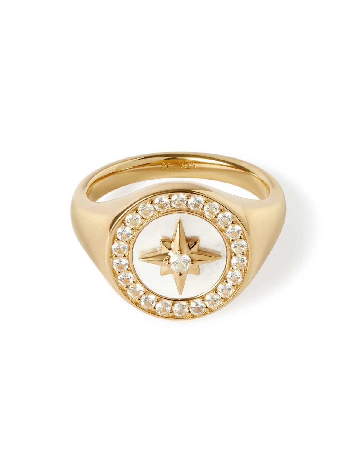 Gold Polaris Mother of Pearl Signet Ring